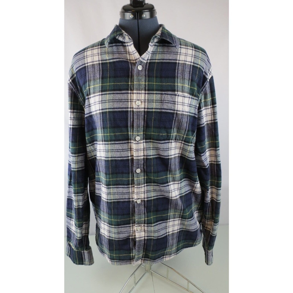 Lucky Brand Long Sleeve Flannel Plaid Shirt Large Classic Fit Saturday Stretch